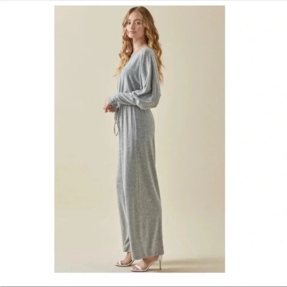 BNWT Super Luxe Medium Weight Jumpsuit, Heathered Gray - Picture 4 of 7